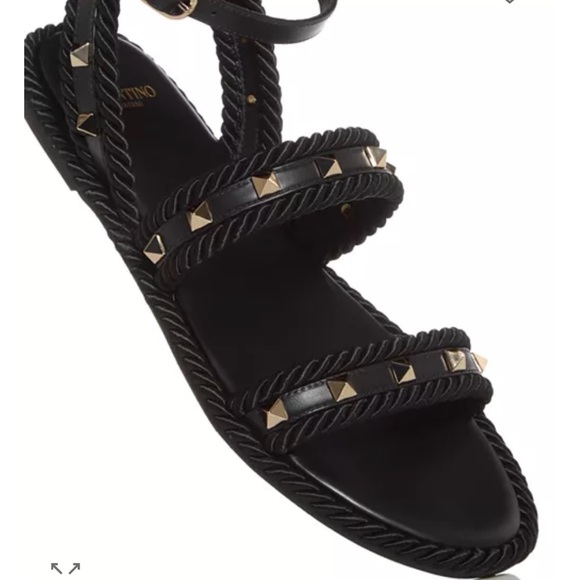 NIB Valentino Garavani Women's Rockstud Espadrille Black Sandals size 9 - Picture 11 of 11
